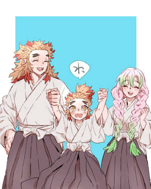 Animated Siblings Celebration Wallpaper