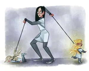 Animated Ski Training Illustration Wallpaper