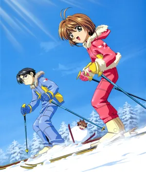 Animated Skiing Adventure Wallpaper