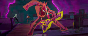 Animated Spider Verse Action Scene Wallpaper