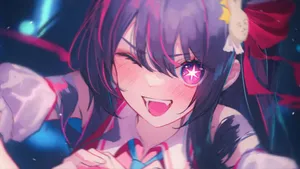 Animated Star Eyed Girl Laughing Wallpaper