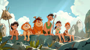Animated Stone Age Family Cartoon Wallpaper