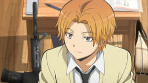 Animated Studentin Classroom Wallpaper