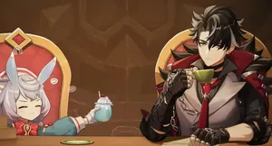 Animated Tea Partywith Fantasy Characters Wallpaper