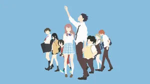 Animated Teenagers Walking Together Wallpaper