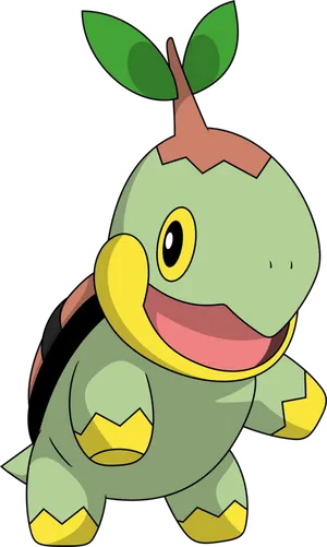 Animated Turtwig On A Lively Journey. Wallpaper