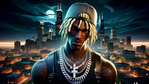 Animated Urban Nightlife Character Wallpaper