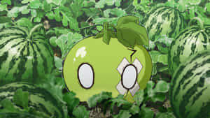Animated Watermelon Character Among Watermelons Wallpaper