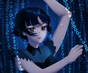 Animated Wednesday Addams Underwater Dance Wallpaper