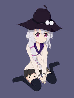 Animated Witch Girl Sitting Crosslegged Wallpaper