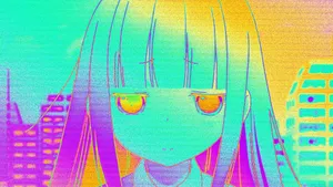Anime Aesthetic Pfp Of Holo-colored Girl Wallpaper