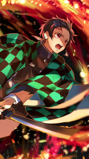 Anime Aesthetic Pfp Of Tanjiro Fighting Wallpaper