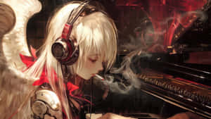 Anime Angel Smoking Piano Wallpaper