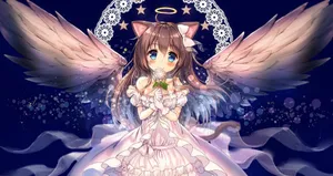 Anime Angelwith Haloand Wings Wallpaper