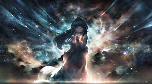 Anime Art Sad Girl Space Wallpaper