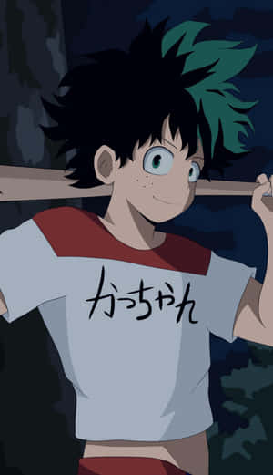 Anime Baseball Bat Deku Phone Wallpaper