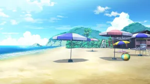 Anime Beach Mountains Wallpaper
