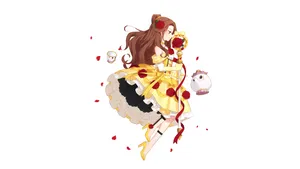 Anime Belle With Rose Wallpaper