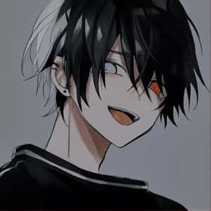 Anime Boy Blackand White Hair Orange Eye Wallpaper