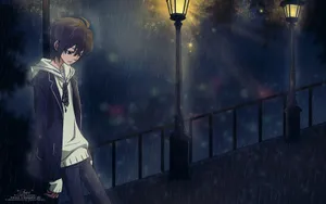 Anime Boy In Park Nightcore Wallpaper