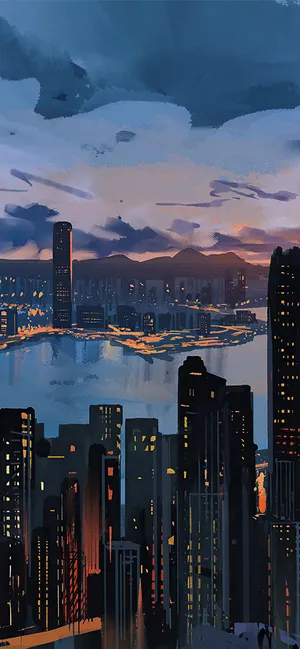 Anime Building Silhouette Wallpaper