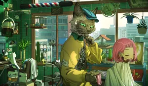 Anime Cat Hairdresser Wallpaper