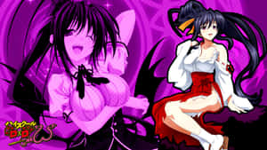 Anime Character - Akeno Himejima In Action Wallpaper