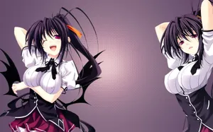 Anime Character Akeno Himejima Posing Elegantly Against A Magic Circle Wallpaper