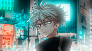 Anime Character City Night Lights Wallpaper