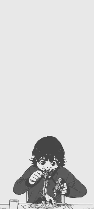 Anime Character Enjoying Noodles Wallpaper