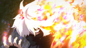 Anime_ Character_ Fire_ Power_ Display Wallpaper