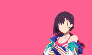 Anime Character Pink Background Wallpaper