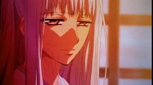 Anime Character Pink Hair Serious Expression Wallpaper