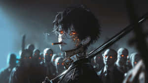 Anime Character Smoking Dark Scene Wallpaper