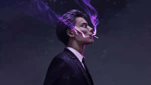 Anime Character Smoking Purple Smoke Wallpaper