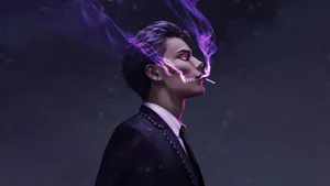 Anime Character Smoking Purple Smoke Wallpaper