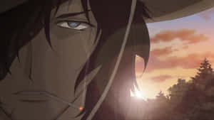 Anime Character Sunset Contemplation Wallpaper