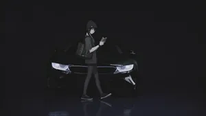 Anime Character Walking Night Wallpaper