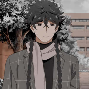 Anime Character With Black Hairand Plaid Jacket Wallpaper