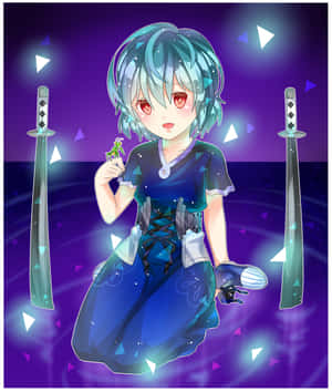 Anime Character With Swordsand Crystals Wallpaper