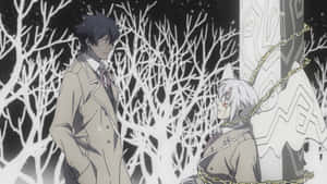 Anime Characters Conversationin Winter Forest Wallpaper