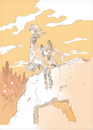 Anime Characters Overlooking Dystopian Landscape Wallpaper