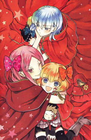 Anime Characters Red Cape Embrace Wallpaper