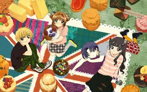 Anime Characters Tea Time Treats Wallpaper