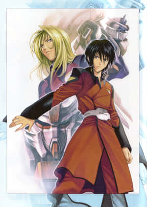 Anime Characters With Mecha Background Wallpaper