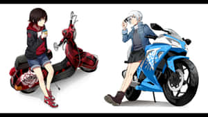 Anime Characters With Stylish Motorcycles Wallpaper