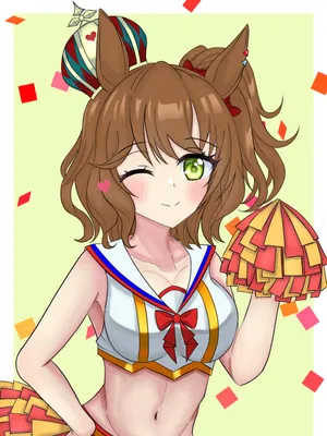 Anime Cheerleader With Pom Poms Wallpaper