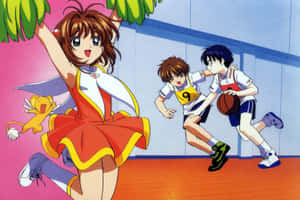 Anime Cheerleaderand Basketball Players Wallpaper