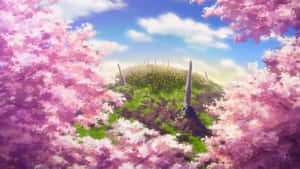 Anime_ Cherry_ Blossom_ Hillside_ View.jpg Wallpaper