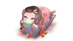 Anime Chibi Character Cute Nezuko Kamado Fan Art Wallpaper
